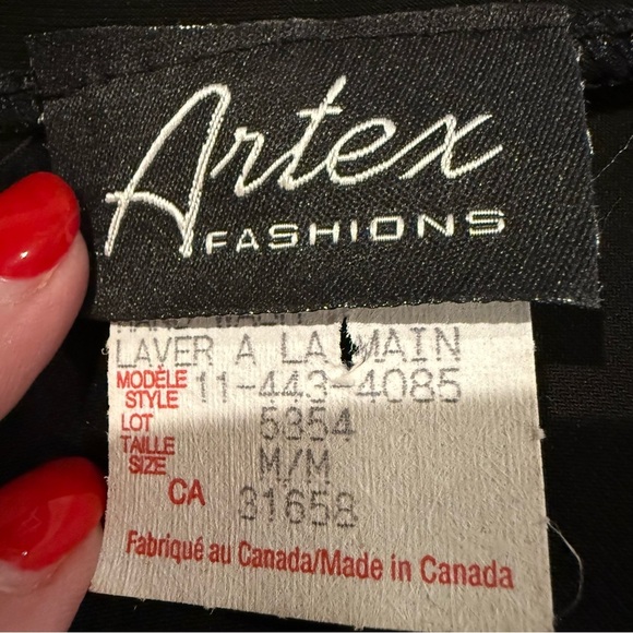 Artex Fashions Blouse Sweater Jacket Elegant Black Silver Sparkle Women's Size M - Picture 10 of 11